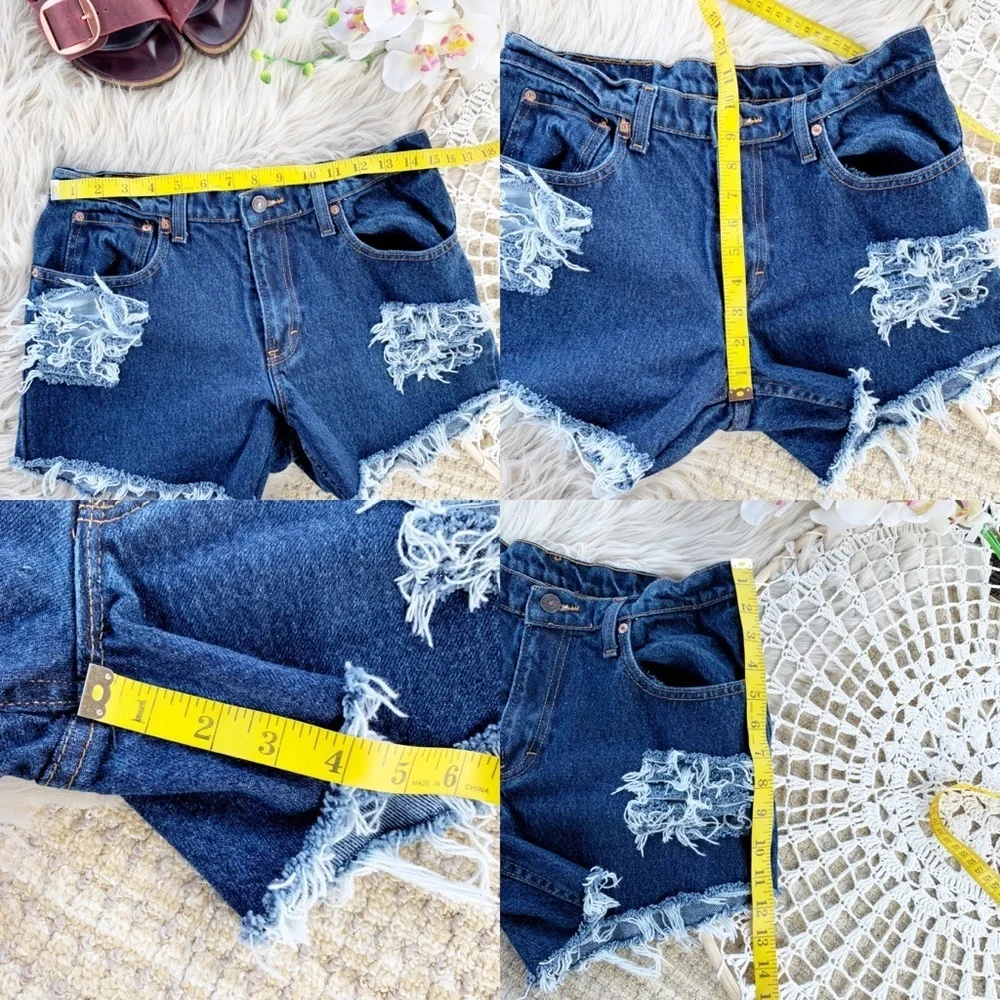 Jordache Vintage Distressed Denim Cutoff Shorts 28